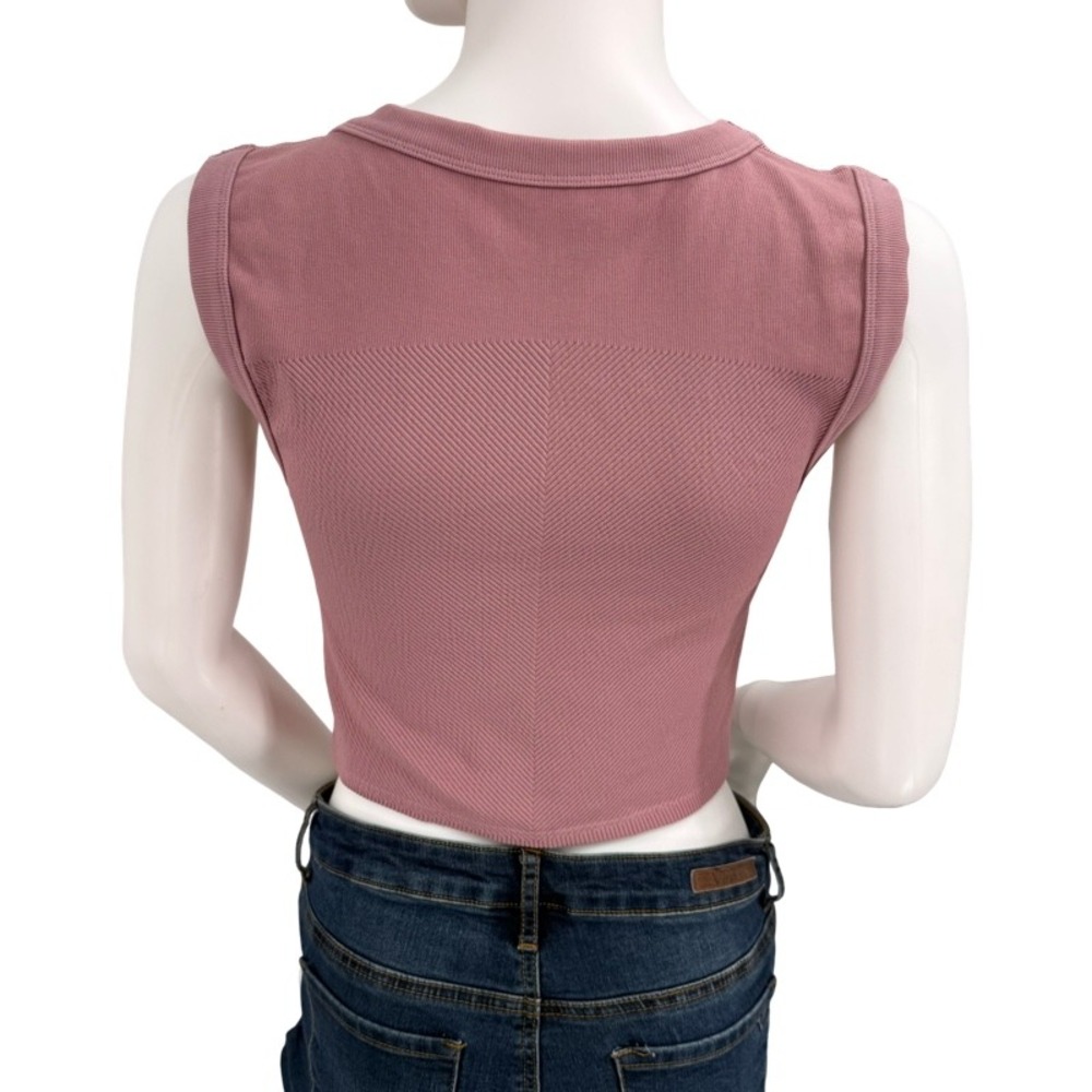 FREE PEOPLE MOVEMENT XL Free Throw Muscle‎ Tank Crop Top Pink Ribbed Activewear - Picture 3 of 11